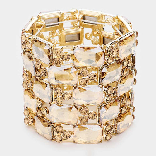 Emerald Cut Crystal Stretch Evening Bracelet (Copy)