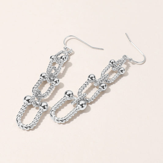 Textured Hardware Link Dropdown Earrings